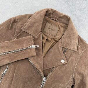 BLANKNYC Brown Suede Moto‎ Jacket Womens Leather Biker Zip Coat Size XS